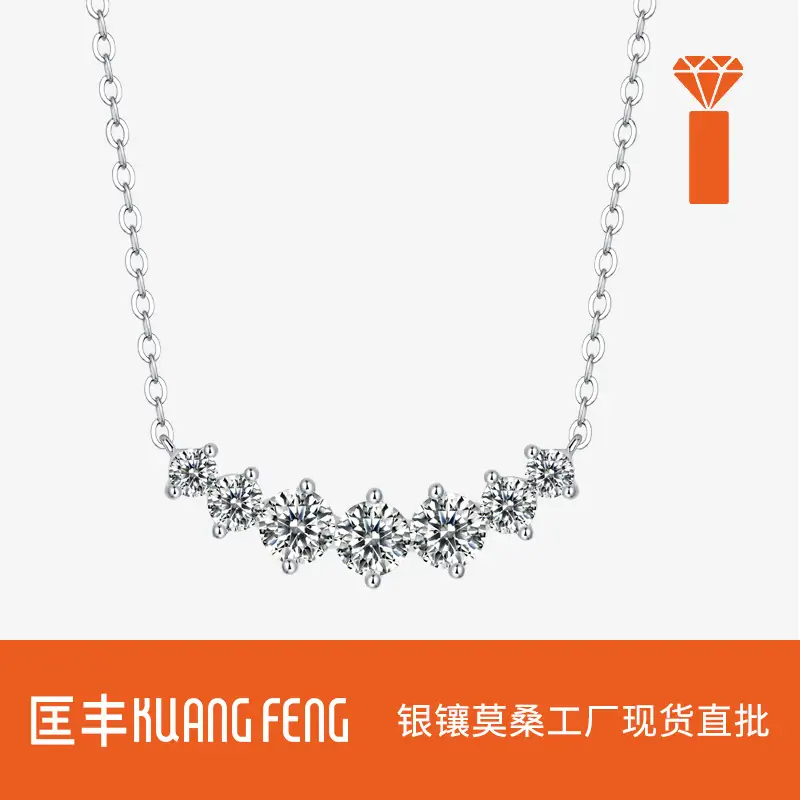 Circle Link Moissanite Pendant in Sterling Silver